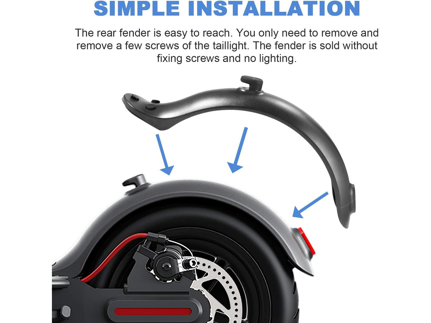 Xiaomi M365/M365 Pro Schutzblech-Montage, schwarzer Heckfender für E-Scooter, einfacher Montagevorgang