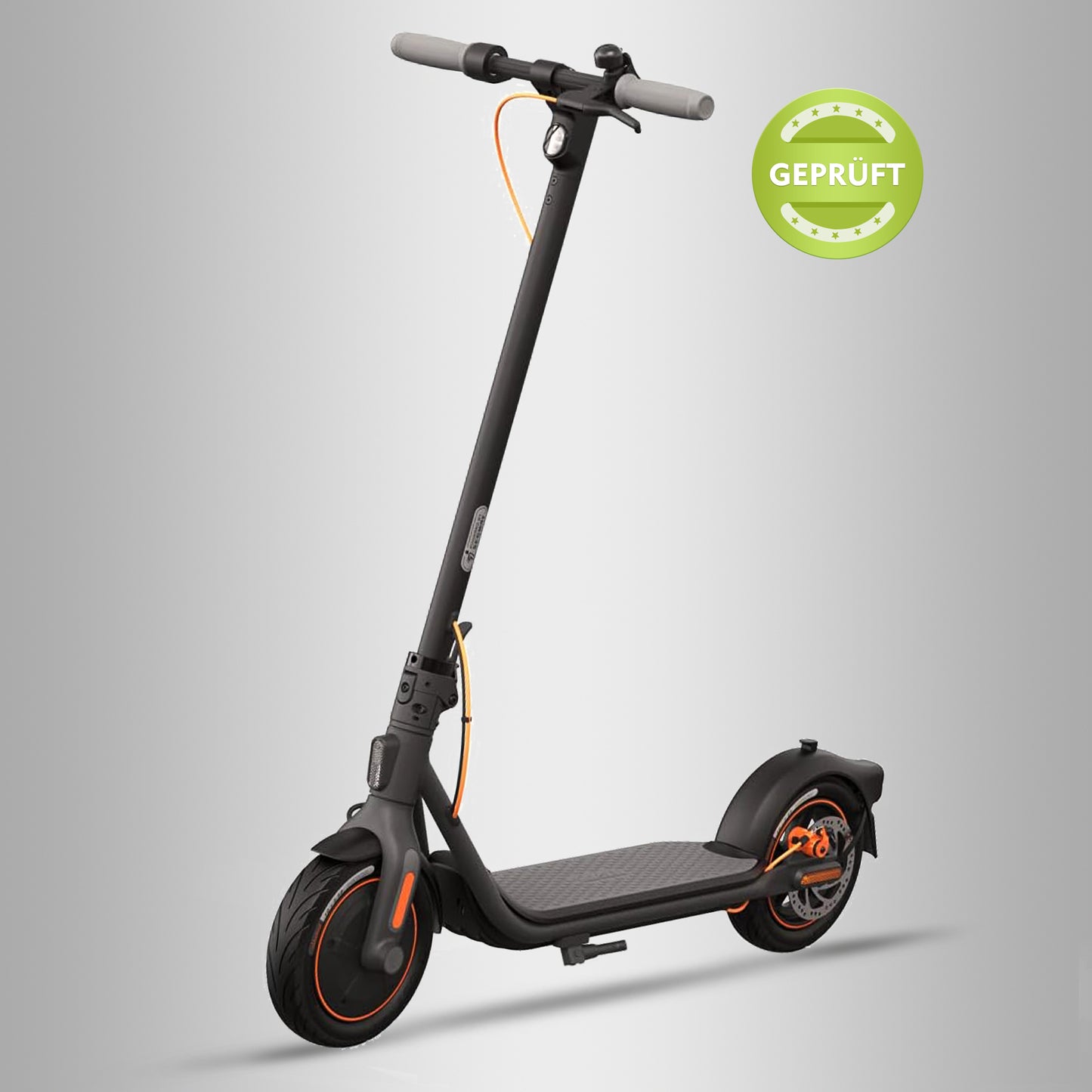 Segway Ninebot F40D E-Scooter, schwarz, mit orangefarbenen Akzenten, Geprüft-Label, für sichere E-Scooter-Straßenzulassung