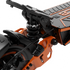 Detail der Hinterradaufhängung des RCB D7 Pro E-Scooters mit orangefarbenen und schwarzen Akzenten