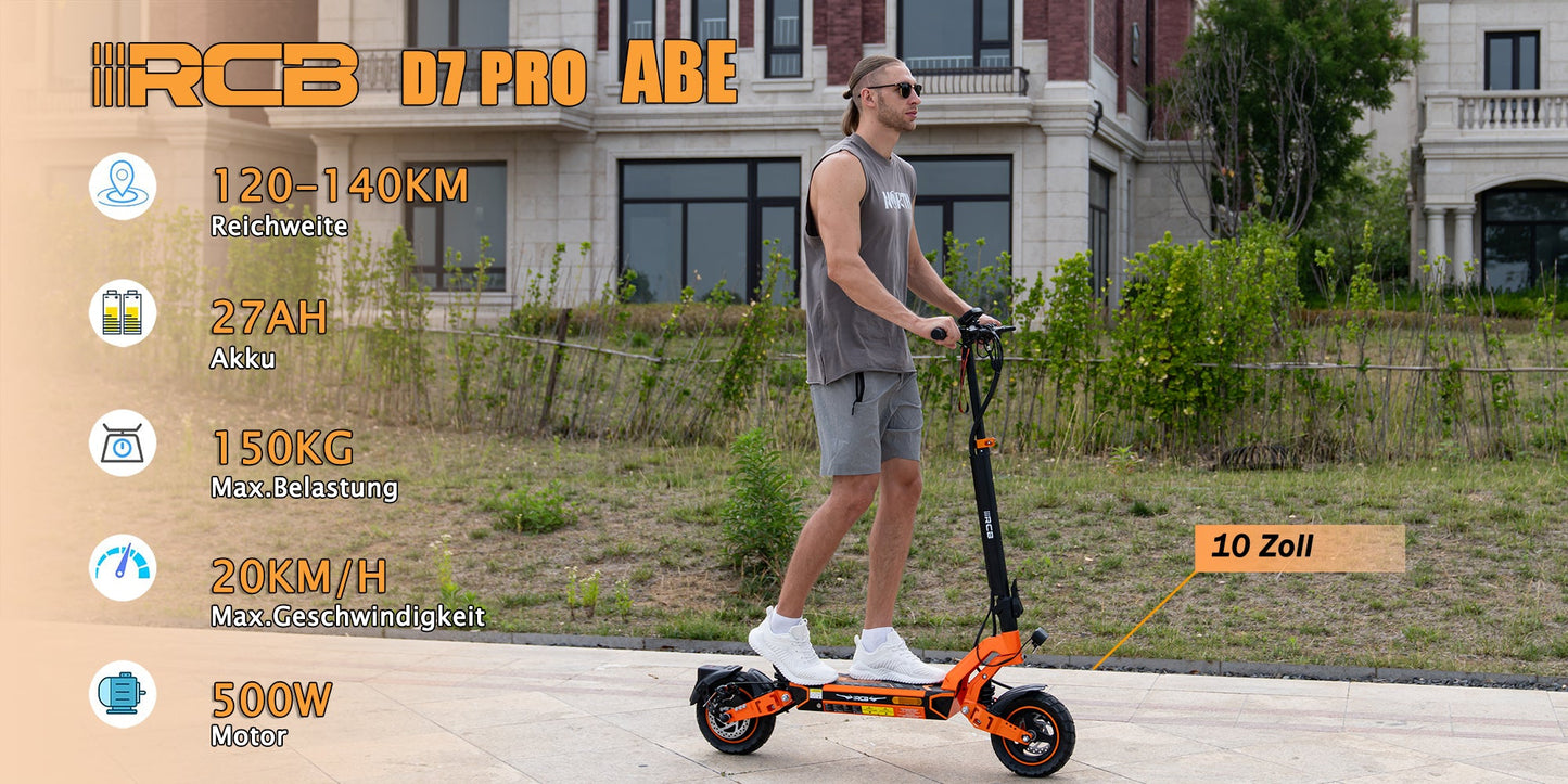 RCB D7 Pro Elektroroller mit Fahrer, Reichweite 120–140 km, 27-Ah-Akku, Geschwindigkeit 20 km/h. ABE-geprüft.