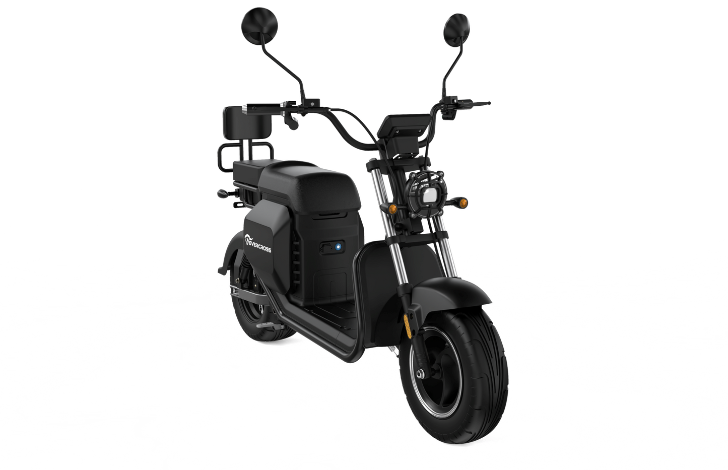 EVERCROSS 702 E-Motorroller in Schwarz. Stylischer Elektroroller mit Straßenzulassung, perfekt für zwei Personen, bis zu 45 km/h