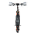 Joyor S8E E-Scooter, schwarz mit orangefarbenen Akzenten, mit Sitz, Spiegeln und Geländereifen.