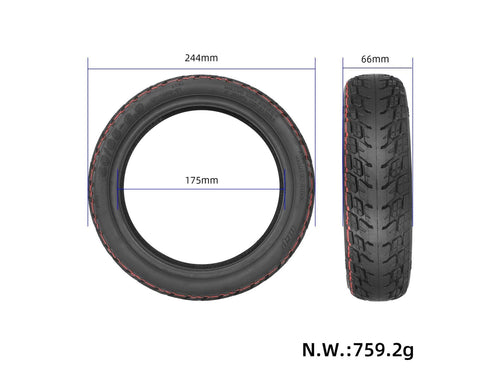 60/65-6.9 Offroad-Reifen mit Abmessungen - Schwarz mit rotem Streifen, für Ninebot G2D & E2 PRO D