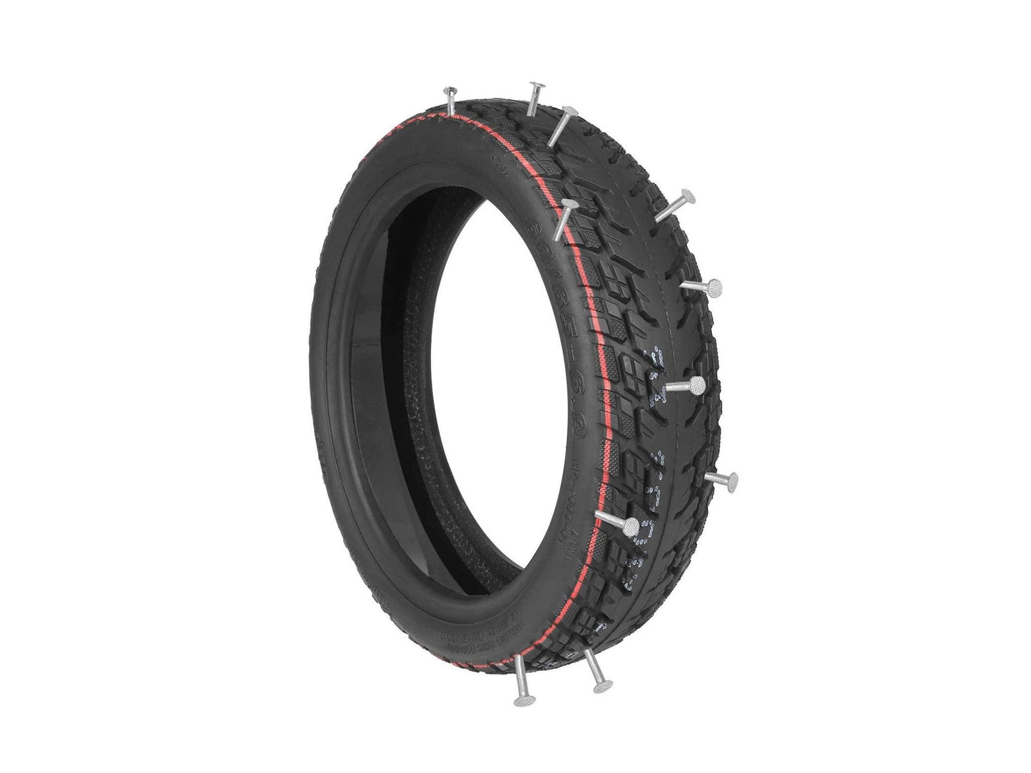 60/65-6.9 Schlauchloser Offroad-Reifen mit Pannenschutz für Ninebot, schwarzer Reifen mit rotem Streifen, verhindert Reifenpannen.