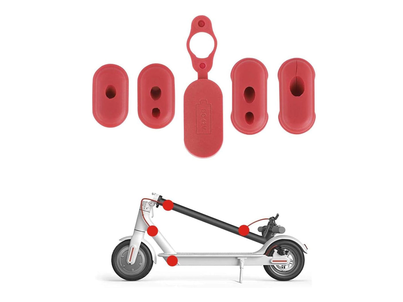 Rote Silikon-Schutzkappen für Xiaomi 1S / M365 / Pro E-Scooter, Ersatzteile; DC 42V.