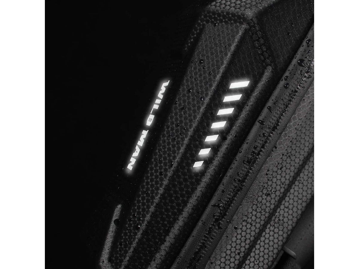 WILDMAN 2L schwarze wasserdichte Lenkertasche für E-Scooter, mit reflektierenden Details