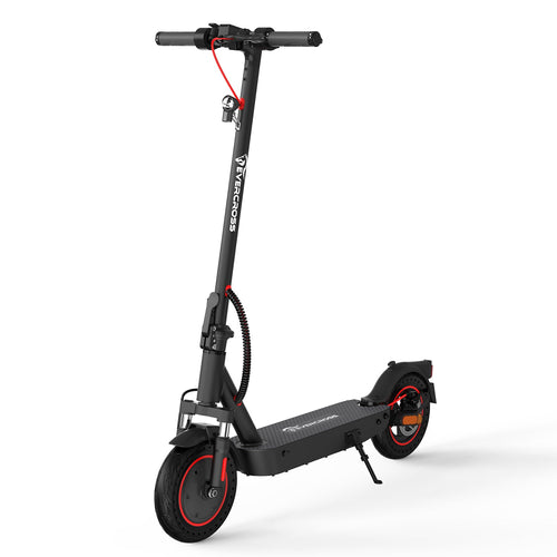 Evercross EV10K Pro E-Scooter in Schwarz mit roten Details, perfekt für die urbane Mobilität. Evercross E-Scooter EV10K PRO - WeRoll Tech