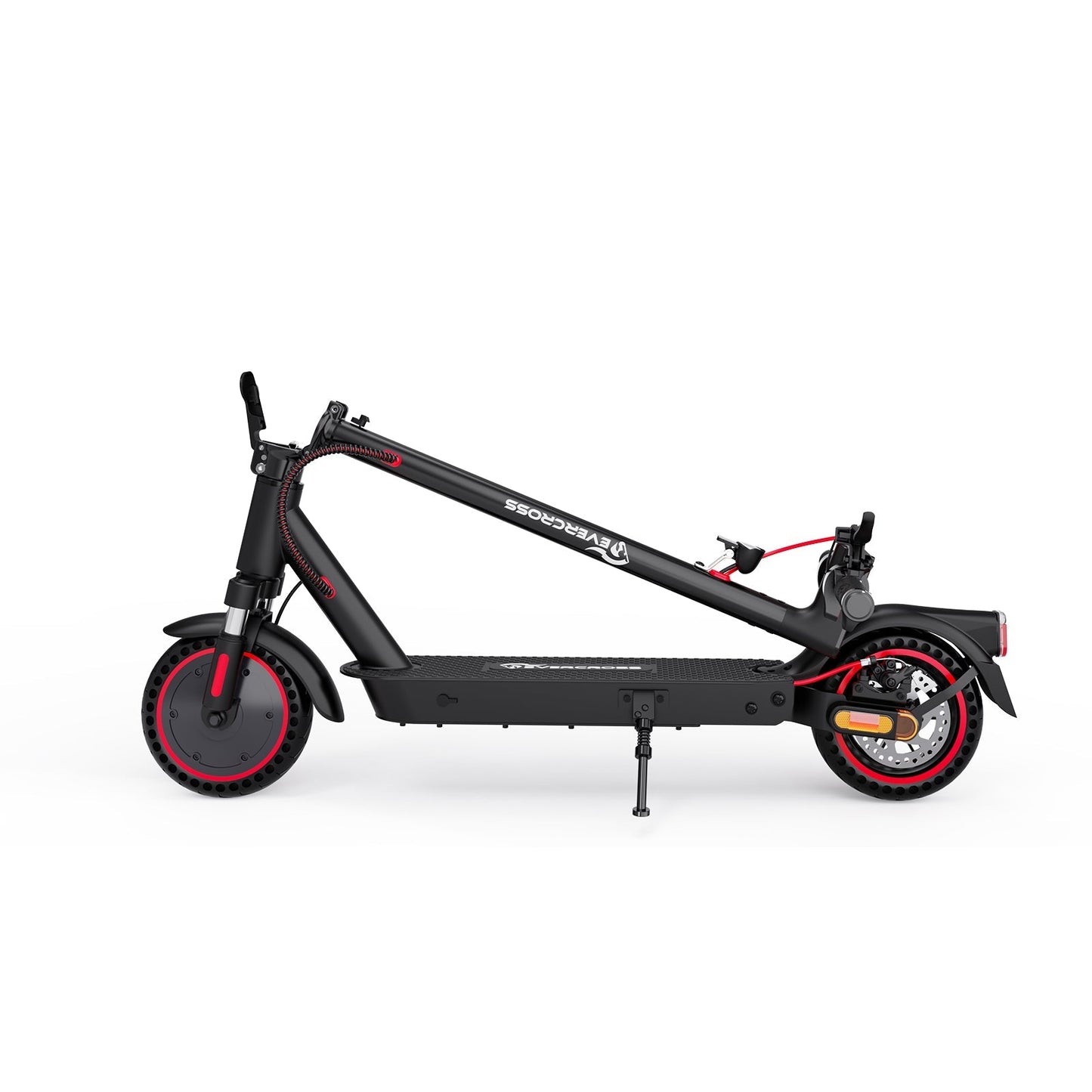 Faltbarer Evercross E-Scooter EV85F in Schwarz mit roten Akzenten – kompakt und leistungsstark, Evercross E-Scooter EV85F - WeRoll Tech