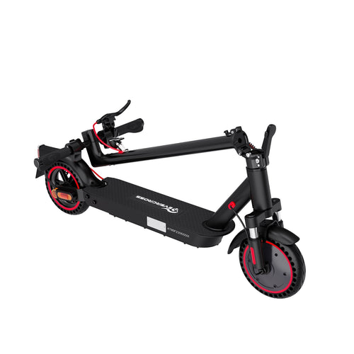 Kompakter Evercross E-Scooter EV85F in Schwarz mit roten Akzenten – faltbar und stylisch. Evercross E-Scooter EV85F - WeRoll Tech