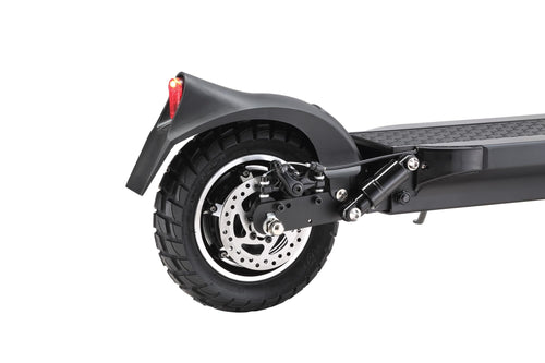 Hinterrad des Joyor Y8-S E-Scooters mit robustem Offroad-Reifen und Rücklicht, Joyor Offroad E-Scooter Y8-S (ABE) - WeRoll Tech