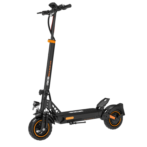 RCB D5 Pro E-Scooter in Schwarz mit orangefarbenen Akzenten. RCB E-Scooter D5 Pro-WeRoll Tech