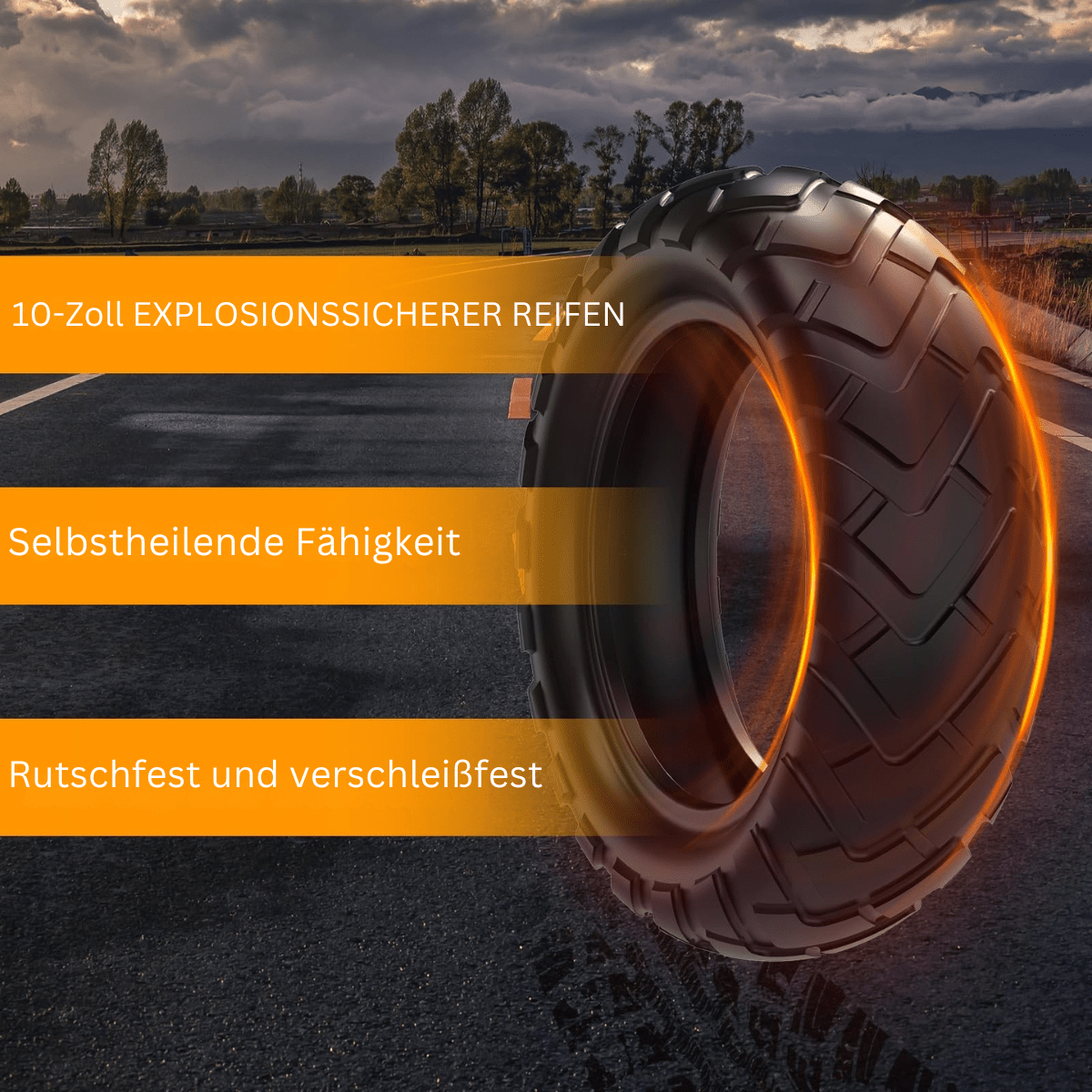 10-Zoll explosionssicherer Reifen für RCB D7 E-Scooter mit selbstheilender Fähigkeit. RCB E-Scooter D7-WeRoll Tech