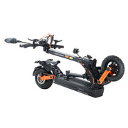 Joyor S8E E-Scooter mit Sitz und Offroad-Reifen, schwarze und orange Akzente, fahrbereit, ideal für E-Scooter-Enthusiasten