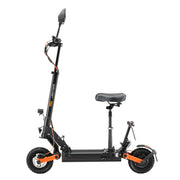 Joyor S8E Elektroroller mit Sitz, schwarzem Rahmen und orangefarbenen Akzenten – ideal für die Stadt und das Gelände