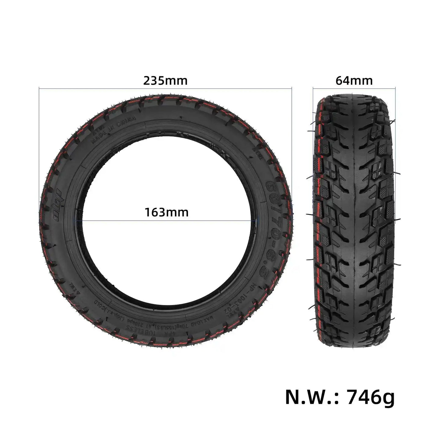 60/70-6.5 Off-Road Schlauchlos Reifen mit Pannenschutz für Ninebot G30D
