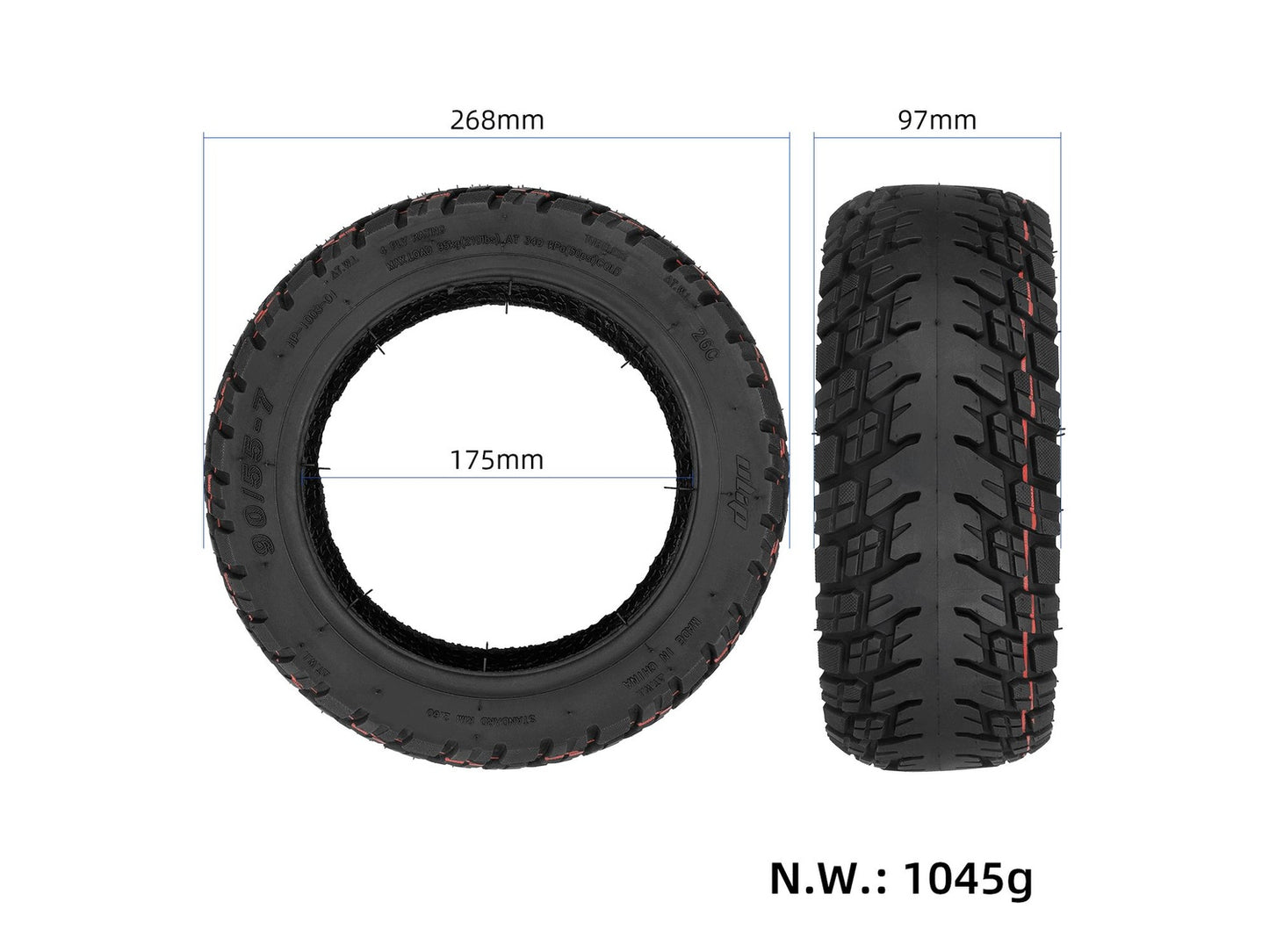 90/55-7 Off-Road Tubeless Reifen für Ninebot Segway GT1 & GT2